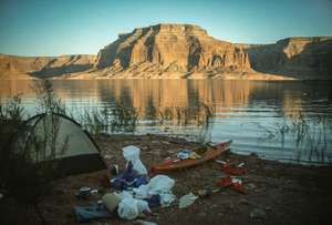 Twilight at camp in the tamarisks.